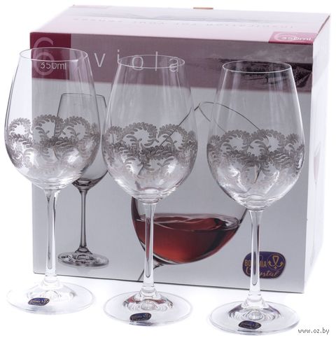Бокал для вина стеклянный "Viola" (6 шт.; 350 мл; арт. 40729/Q9044/350) — фото, картинка