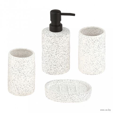Набор для ванной комнаты "Дюна" (4 предмета; белый меланж) — фото, картинка